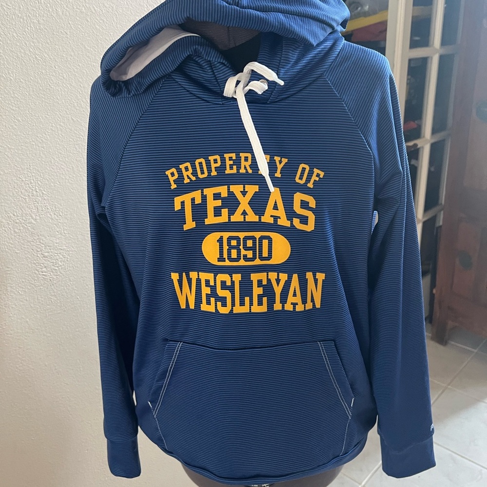 Blue Texas Wesleyan performance Hoodie size M